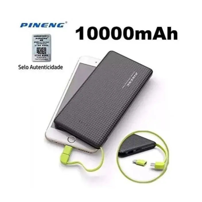 Carregador portátil Pineng Power Bank 10.000mAh compativel com IPhone V8